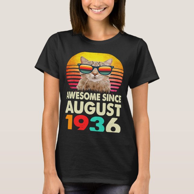 T-shirt Magnifique depuis août 1936 87e Anniversaire Chat (Devant)