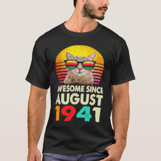 T-shirt Magnifique depuis août 1941 82e Anniversaire Chat