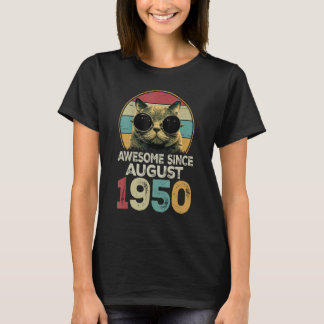 T-shirt Magnifique Depuis Août 1950 73 Ans Chat 73ème Bi