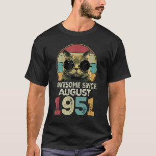 T-shirt Magnifique Depuis Août 1951 72 Ans Chat 72nd Bi