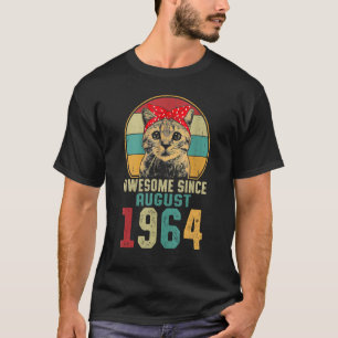 T-shirt Magnifique Depuis Août 1964 59 Ans Chat Birthda