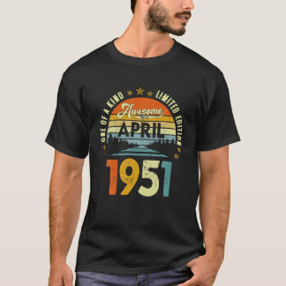 T-shirt Magnifique Depuis Avril 1951 Vintage 71E Anniversa