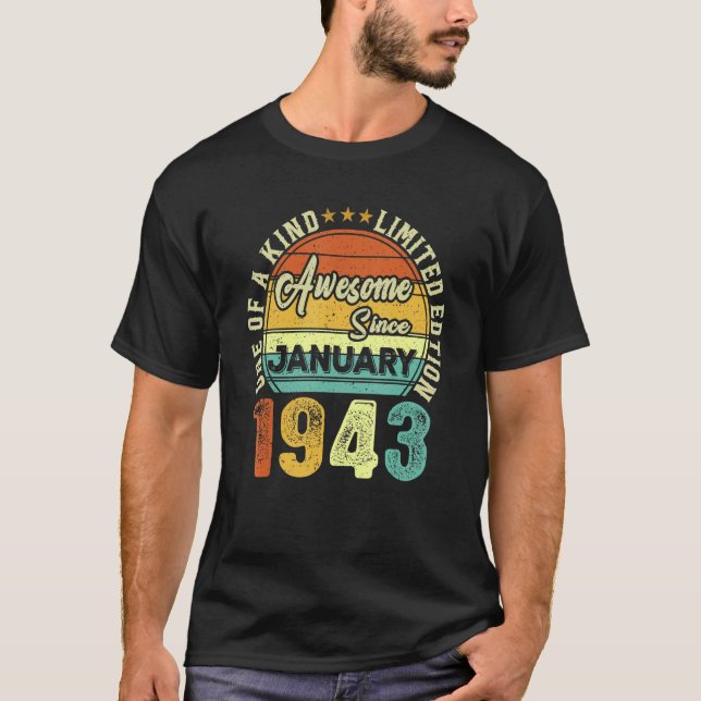 T-shirt Magnifique depuis janvier 1943 80e anniversaire 80 (Devant)