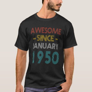 T-shirt Magnifique Depuis Janvier 1950 Anniversaire Vintag