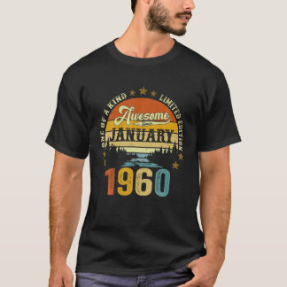 T-shirt Magnifique Depuis Janvier 1960 Vintage 62E Anniver