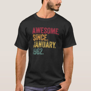 T-shirt Magnifique Depuis Janvier 1962 60E Cadeau Annivers