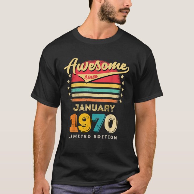 T-shirt Magnifique Depuis Janvier 1970 Anniversaire (Devant)