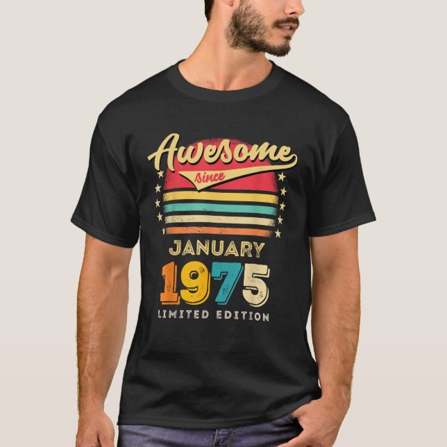 T-shirt Magnifique Depuis Janvier 1975 Anniversaire (Devant)