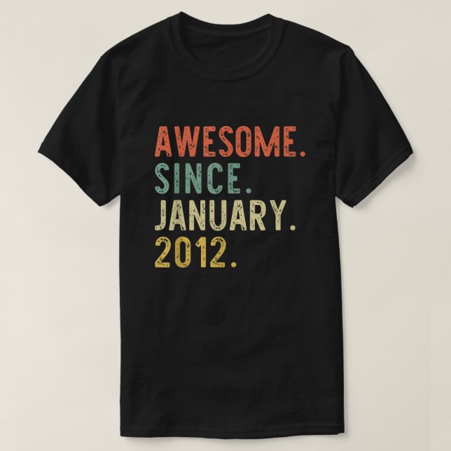 T-shirt Magnifique Depuis Janvier 2012 9ème Cadeau Anniver (Design devant)