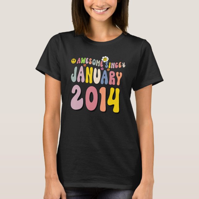 T-shirt Magnifique Depuis Janvier 2014 9 Ans 9e Anniversai (Devant)