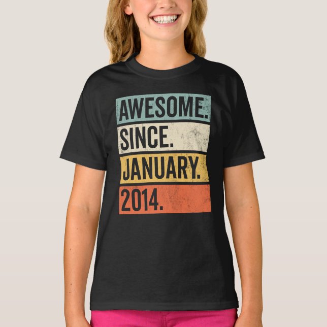 T-shirt Magnifique Depuis Janvier 2014 Anniversaire (Devant)