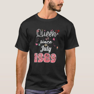 T-shirt Magnifique Depuis Juillet 1989 Fleurs 1989 Juillet