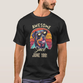 T-shirt Magnifique depuis juin 1991 Anniversaire Rottweile