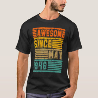 T-shirt Magnifique Depuis Mai 1946 Vintage 76ème Hommes Et