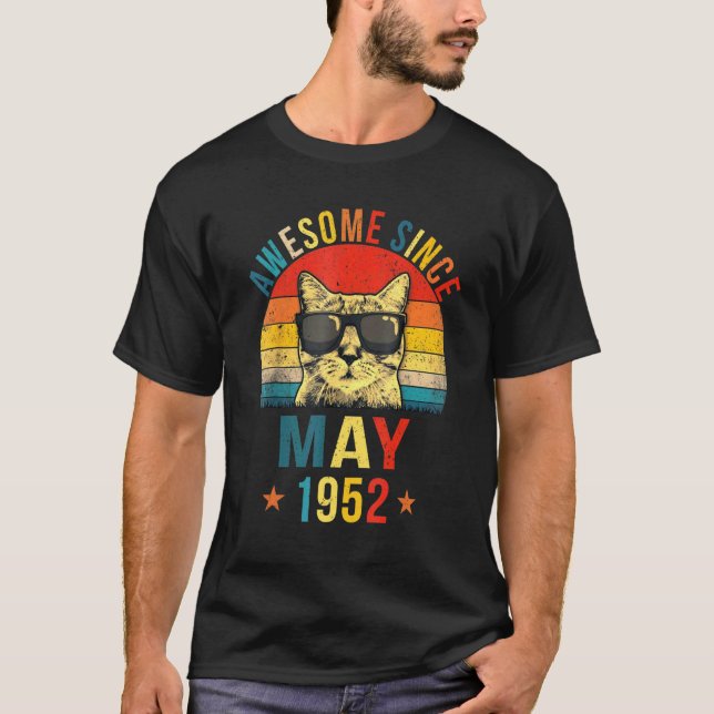 T-shirt Magnifique depuis mai 1952 70e Anniversaire Chat (Devant)