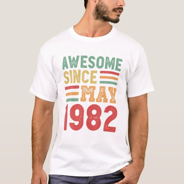 T-shirt Magnifique Depuis Mai 1982 40E Anniversaire Retro  (Devant)