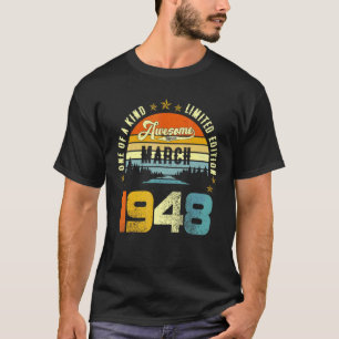 T-shirt Magnifique Depuis Mars 1948 Vintage 74ème Annivers