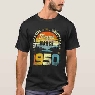 T-shirt Magnifique Depuis Mars 1950 Vintage 72ème Annivers