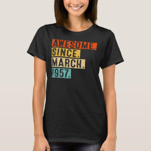 T-shirt Magnifique Depuis Mars 1957 66 Ans 66e Anniversair