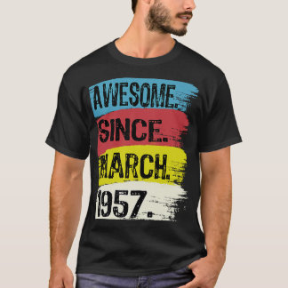 T-shirt Magnifique Depuis Mars 1957 Pisces Aries 66 Ans