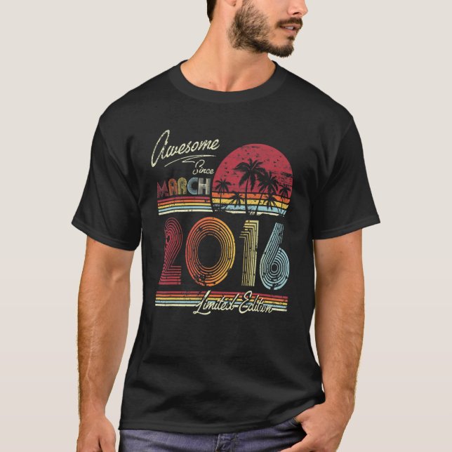 T-shirt Magnifique Depuis Mars 2016 6 Ans 6e Anniversaire  (Devant)