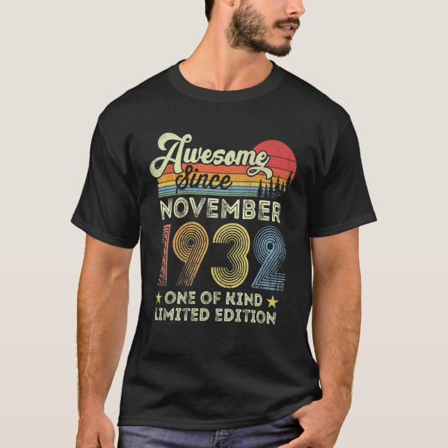 T-shirt Magnifique depuis novembre 1932 90e anniversaire 9 (Devant)