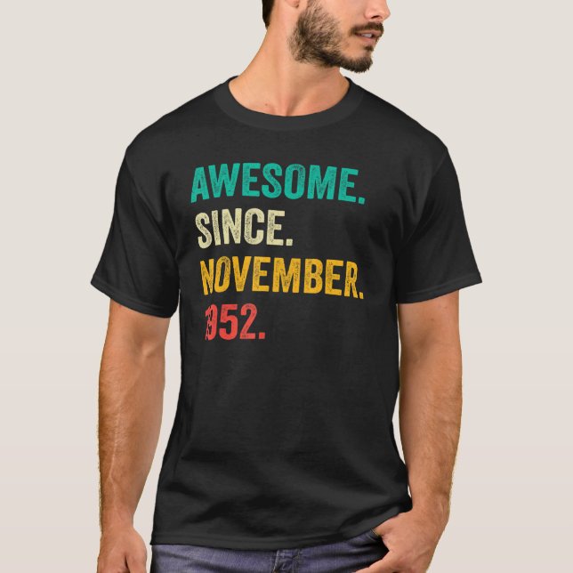 T-shirt Magnifique depuis novembre 1952 70e anniversaire 7 (Devant)