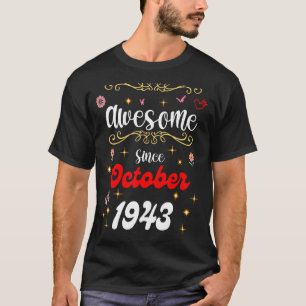 T-shirt Magnifique Depuis Octobre 1943 Fleurs d'anniversai