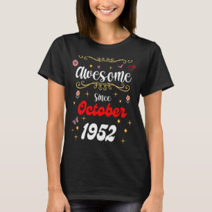 T-shirt Magnifique Depuis Octobre 1952 Fleurs d'anniversai