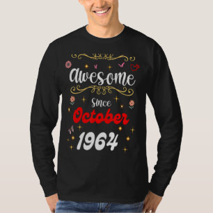 T-shirt Magnifique Depuis Octobre 1964 Fleurs d'anniversai