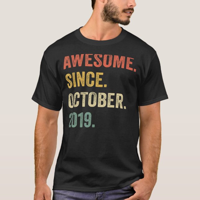 T-shirt Magnifique Depuis Octobre 2019 3e Anniversaire 3 A (Devant)
