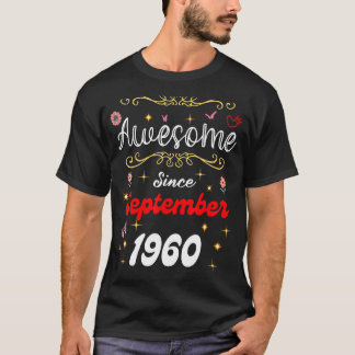 T-shirt Magnifique depuis septembre 1960 Fleurs d'annivers