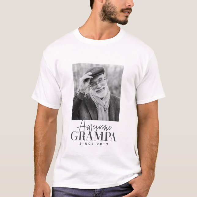 T-shirt Magnifique Grampa depuis 20XX Simple Photo Élégant (Devant)