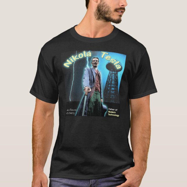 T-shirt Magnifique Nikola Tesla couleur Cyan T shirt (Devant)