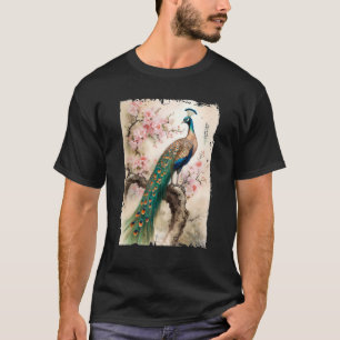 T-shirt magnifique paon japonais cerisier fleuri art