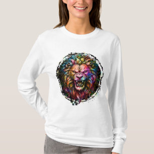 T-SHIRT MAGNIFIQUE RUGISSEMENT DE LION ABSTRAIT GÉOMÉTRIQU