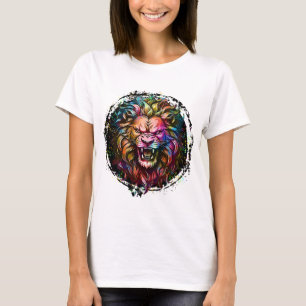 T-SHIRT MAGNIFIQUE RUGISSEMENT DE LION ABSTRAIT GÉOMÉTRIQU