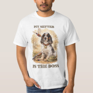 T-shirt Magnifique Setter avec Faisans , Art