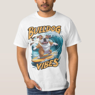 T-shirt Magnifique surfeur Bulldog surfant