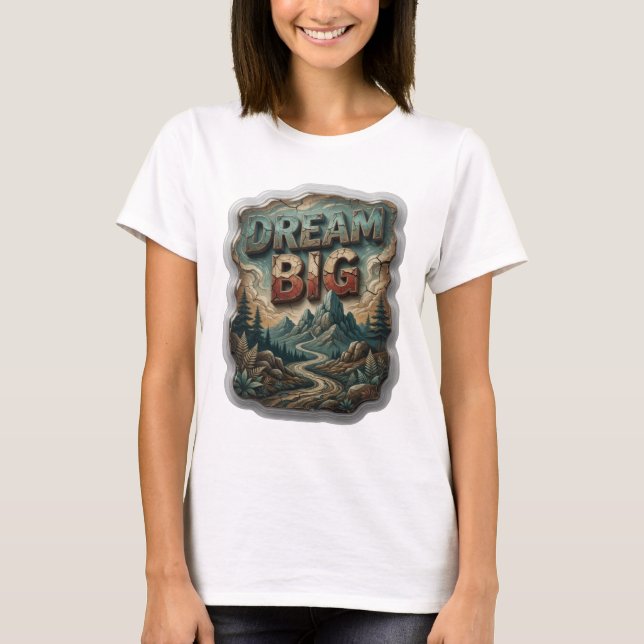 T-shirt Magnifique Tee DREAM BIG Statement en Argent (Devant)