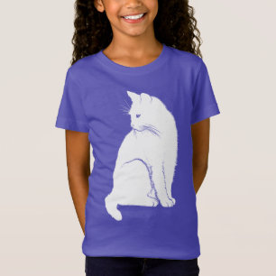 T-Shirt Magnifique Tee-shirt pour Enfant Chat Assis Blanc