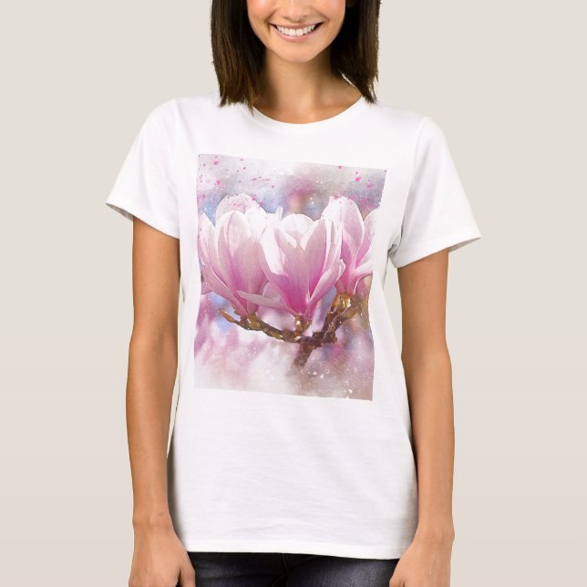 T-shirt Magnolia rose-pourpre en floraison - Fleur de prin (Devant)
