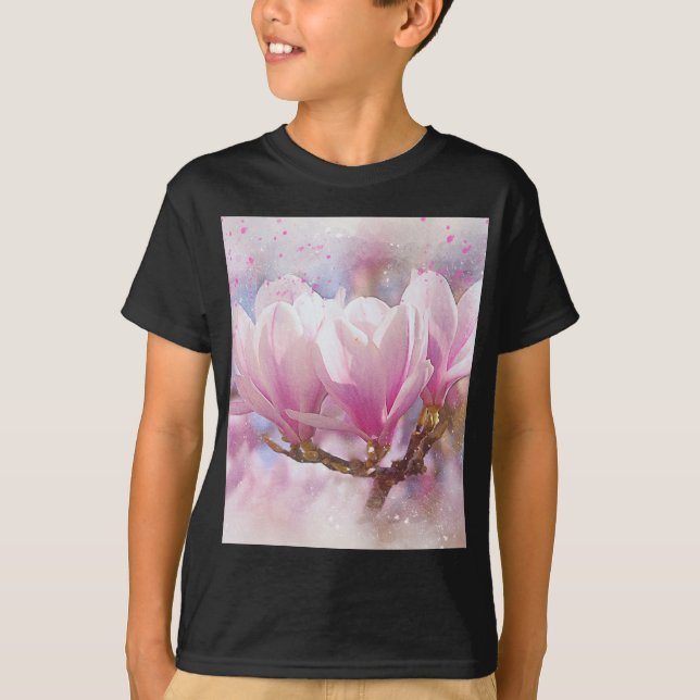 T-shirt Magnolia rose-pourpre en floraison - Fleur de prin (Devant)