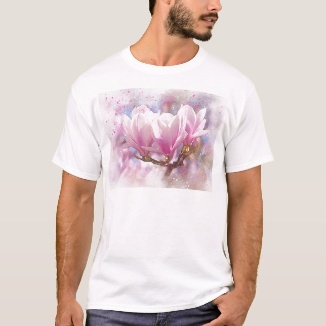 T-shirt Magnolia rose-pourpre en floraison - Fleur de prin (Devant)