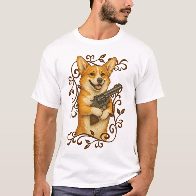 T-shirt Magnum Corgi I - Scroll Border (Devant)