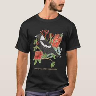 T-shirt Magpie australienne et Fleur sauvage