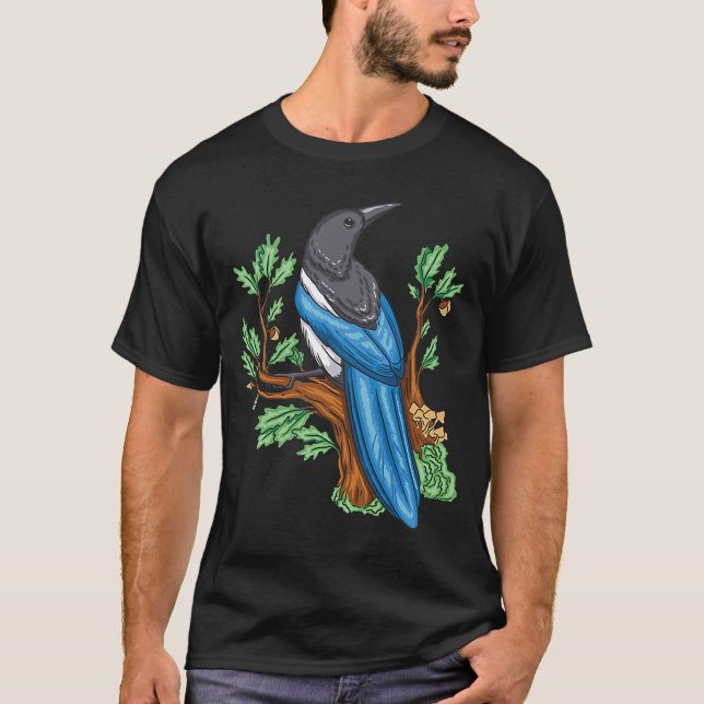 T-shirt Magpie Oiseau Oiseau Oiseau Oiseau Observation Mig (Devant)