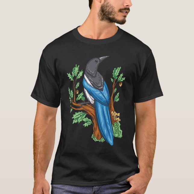 T-shirt Magpie Oiseau Oiseau Oiseau Oiseau Observation Mig (Devant)