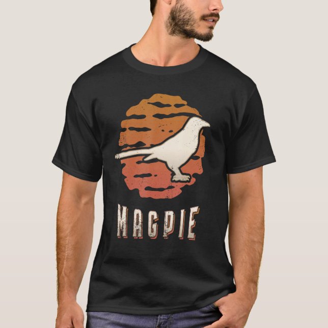 T-shirt Magpie Vintage Retro Classic Animal Sunset (Devant)