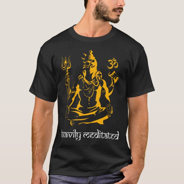 T-shirt Mahadev Assis Lourdement Méditée hindouiste (Devant)